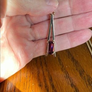 Avon Plaza Faux Amethyst Gold Tone Necklace